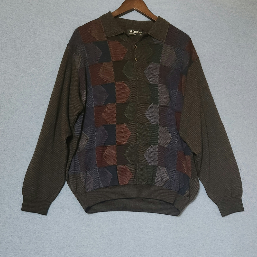 Vintage St. Croix Geometric Sweater. Size Large